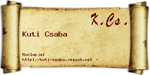 Kuti Csaba névjegykártya